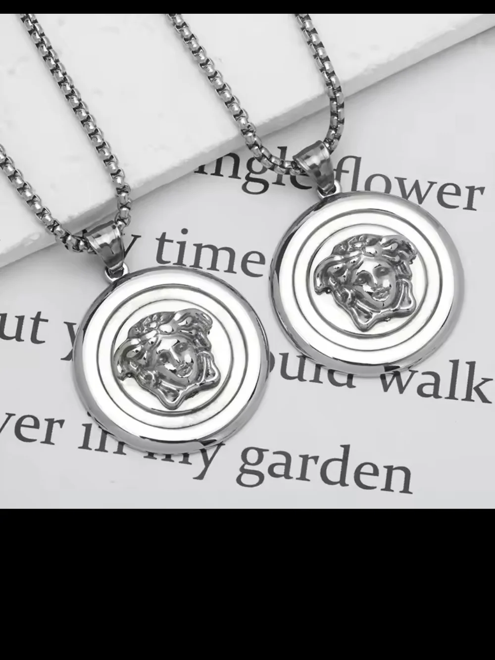 Silver Medusa Pendant Necklace for Men - Stainless Steel
